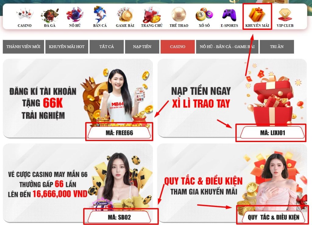 Nhận mã khuyến mãi tại mục khuyến mãi
