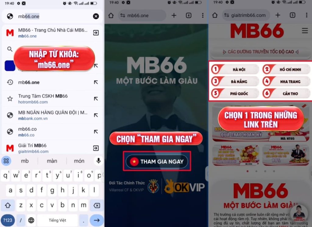 Truy cập vào trang chủ MB66 và chọn link tải app MB66 Android